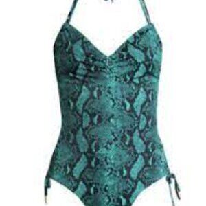 NOBO Green  Cheeky Hi Leg 1 Piece Swimsuit NWT